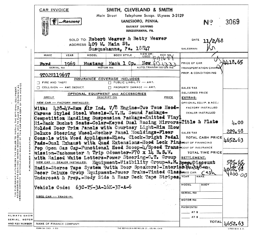 dealer bill of sale